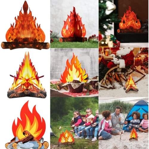 Artificial Fire Art Paper Fake Flame Creative 3D Decorative Cardboard Campfire Home Decor for Summer Camp Campfire Party