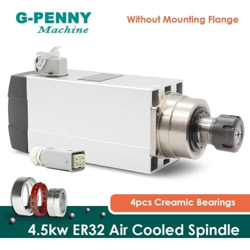 4.5KW ER32 Air cooled square spindle motor Ceramic ball bearings 220v/380v CNC air cooling for woodworking CNC engraving machine