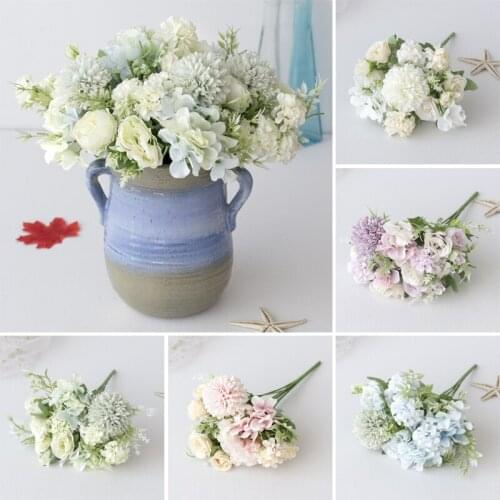 Hot Sale 1Pc Of Multi-Color Mixed Flower Beautiful Pink Artificial Flower Hydrangea Silk Fake Bouquet For Family Wedding Decor