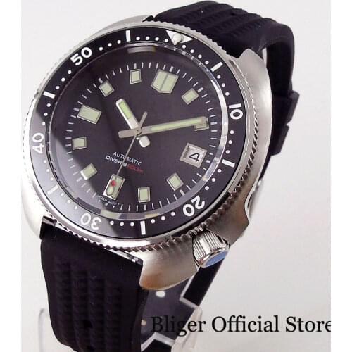 Brushed NH35A Super Luminous Dial Men Watch Mechanical Movement Spaphire Crystal Rubber Band 20ATM Waterproof Screwdown Crown