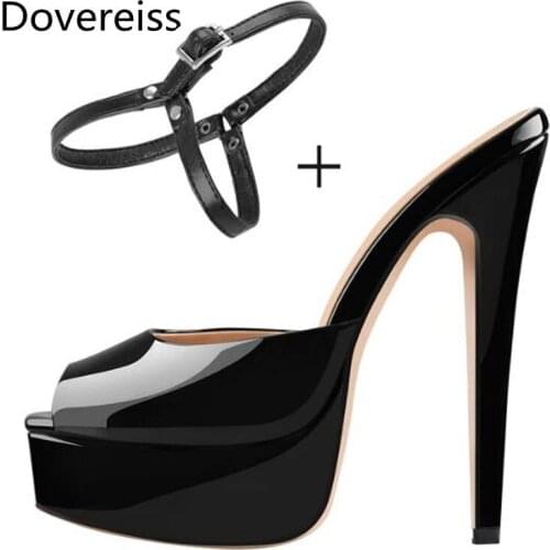 Dovereiss Fashion Spring Womens Shoes Pure color Elegant Peep toe Waterproof 16cm Femmes Sandales consice 35-45