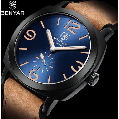 BENYAR Design 2021 Luxury Brand New Mens Automatic Mechanical Watch 3Bar Waterproof Luminous Clock Military Watch Reloj Hombre