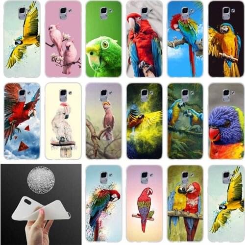 Soft Phone case Cover Animal parrot pattern FOR Coque Samsung Galaxy J6 J4 J8 J7 2018 Plus J3 J5 J7 Prime Pro 2017 2016 Casse