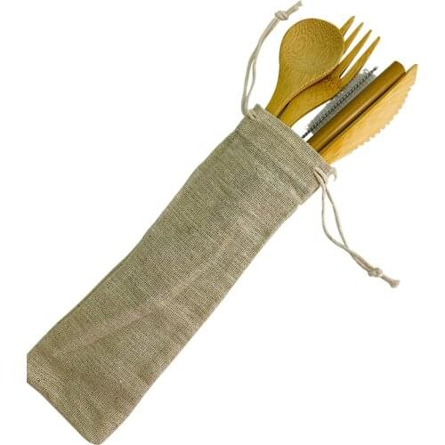 Bamboo Straw Spoon Knife Fork Set Bamboo Cutlery Set Wood Utensils Reusable Bamboo Wooden Flatware Set Travel Camping Utensils