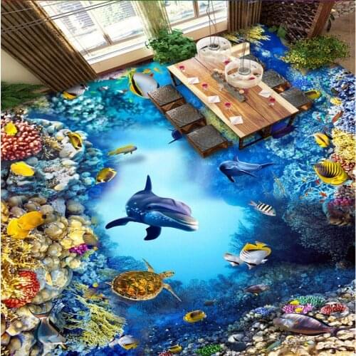 Beibehang Custom non - woven wallpaper underwater world 3D floor three - dimensional painting tiles home decoration painting