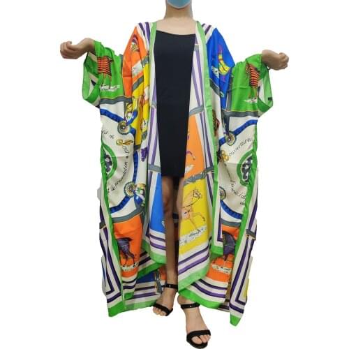 2021 New Irregular Dress African Printed Streetwear Open Front Kimono For Women Fashion Blouse Dashiki African Dresses For Lady