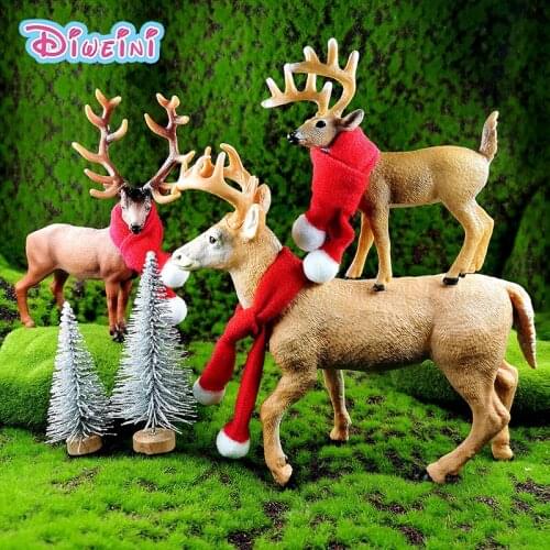 New Christmas decoration Deer Tree Scarf Simulation Elk animal model action figure Educational hot toys set Gift For children