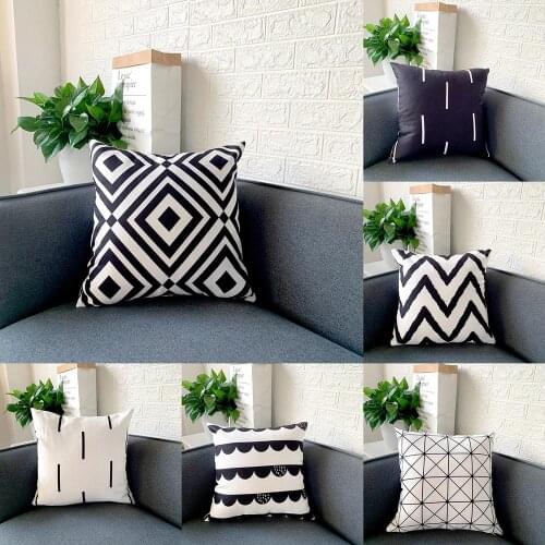 Polyester Geometric Pattern Cushion Cover Black White Soft Throw Pillow Cover Decorative Sofa Pillow Case Pillowcase Christmas
