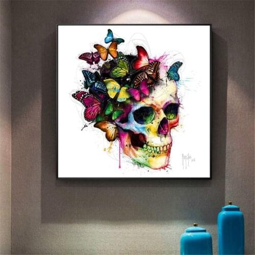 Skulls Posters and Prints Modern Minimalist Abstract Wall Art Skull Painting on Canvas Wall Decoration