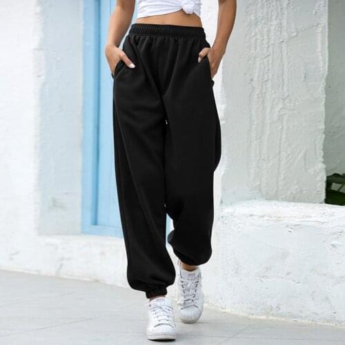 Jogging pants elastic waist casual pants womens sports pants long solid color loose trousers comfortable multi-color