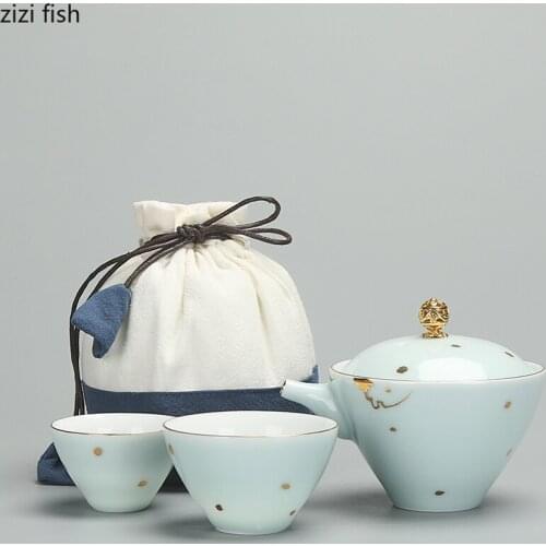 Travel Tea Set Ceramics Kung Fu Tea Set Portable One Pot and Two Cups Outdoor Make Teapot Tea Utensils Home Decoration Teaware