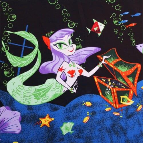 Mermaid vintage fabric Retro style fabric Calico Printed cotton fabric for DIY Bag 1 order=50cm*140cm