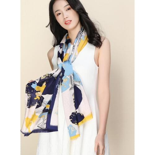 Floral Silk Scarf Women Luxury Shawl Foulard Cheveux Femme Spain Designer Bufanda Mujer Chiffon Head Hijab Scarves Long Bandana