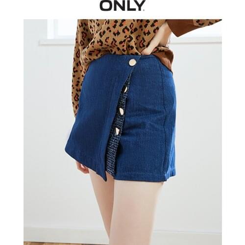 ONLY summer new fashion high waist loose wide-leg denim skirt pants A-line shorts women | 119343531