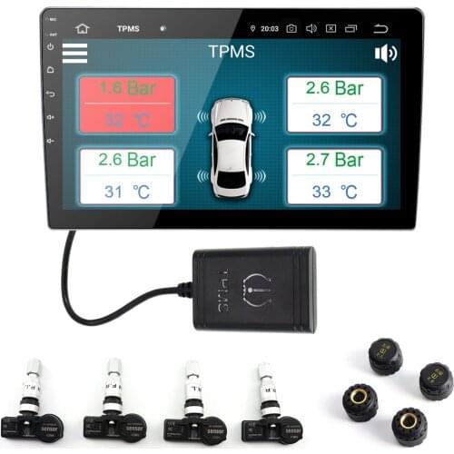 TPMS Car Tire Pressure Monitoring System Wireless TPMS with 4 External Sensors fit for Android 7.1 Androi8.0 8.1 9.0 PX5 PX6 PX3