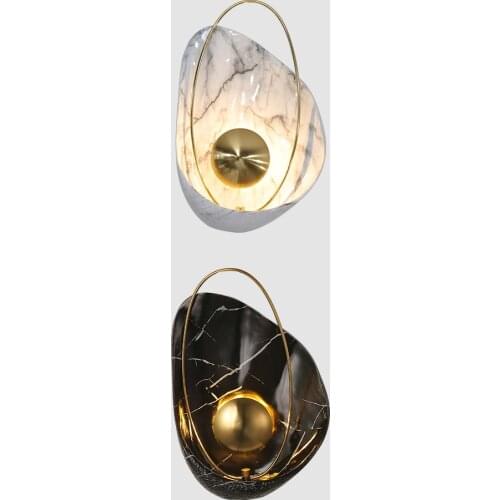 Nordic Minimalist Light Luxury Wall Lamp Living Room Dining Room Bedroom Bedside Lamp Creative Personality Marble Background