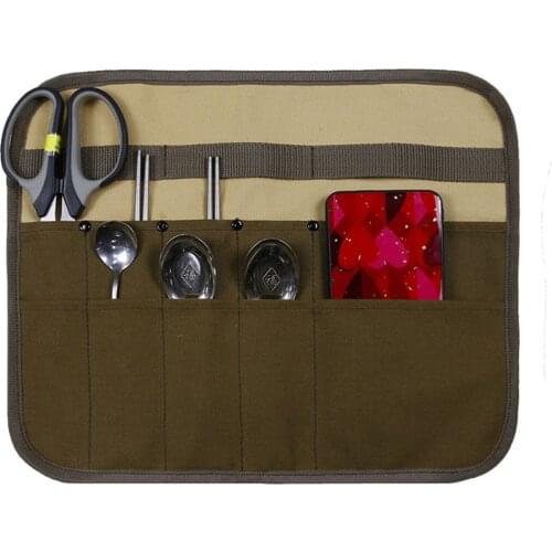 Outdoor Camping Picnic Storage Bag Portable Barbecue Tableware Storage Bag Multi-pocket Holder Organizer Camping Accessories