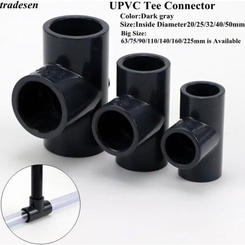1~5Pcs High Quanlity Dark Gray UPVC Equal Tee Joints Home DIY Water Tube Fittings Aquarium Fish Tank Garden PVC Pipe Connectors