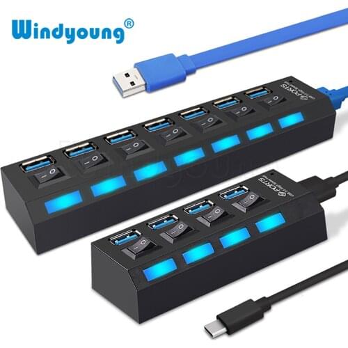 USB Hub 3.0 4/7 Port Micro USB 3.0 Hub Splitter With Power Adapter Multi USB C Hab High Speed 5Gbps Type C 3 Hub Switch for PC