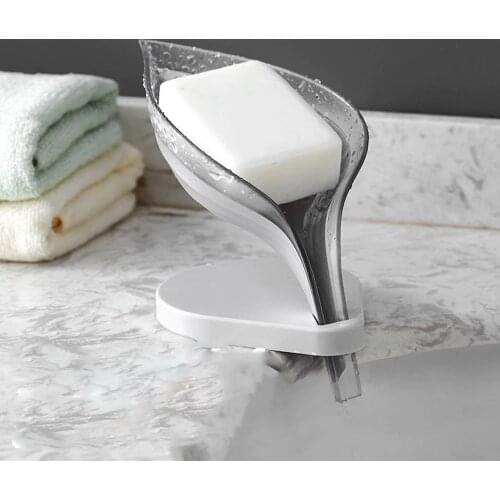 ADOREHOUSE Leaf Type Soap Box Drain Soap Storage Organizer Sucker Sink Drain Rack Sponge Holder Powerful Tool Bathroom Organizer