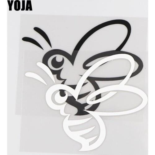YOJA 13.3×10.6CM Vinyl Patterns Honeybee Cartoon Animals Lovable Decal Car Stickers Black/Silver 19C-0041