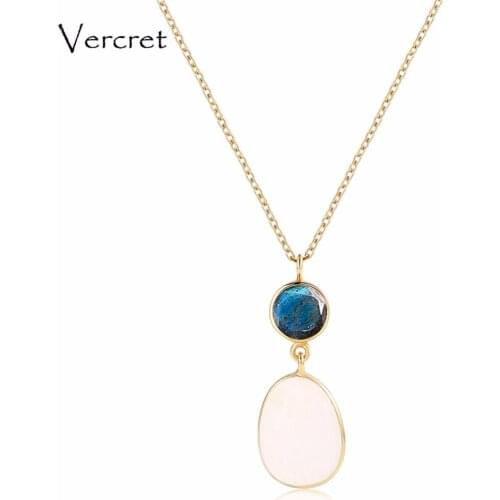 Vercret real 925 sterling silver moonstone pendent necklace fine jewelry for women gift