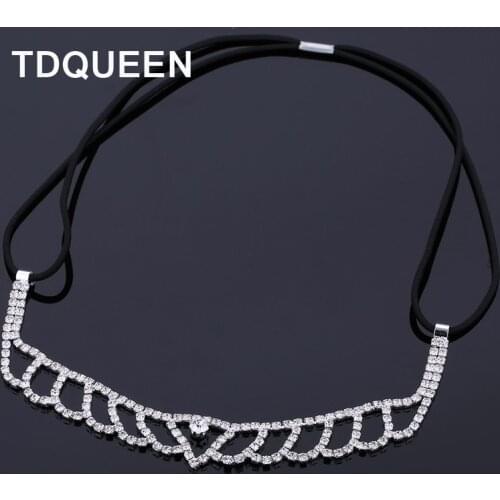 TDQUEEN Wedding Bridal Elastic Hairbands Rhinestone Head Chain Elegant Tiara Headbands Bride Hair Jewelry Accessories for Women