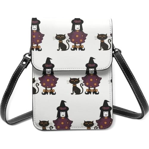 Women Crossbody Bags Mini Phone Bag Witches And Cats Pattern Small Female Shoulder Bags Ladies Messenger Bag
