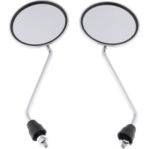 1 Pair Chrome Round Rearview Side Mirrors for Motorcycle Scooter 8mm
