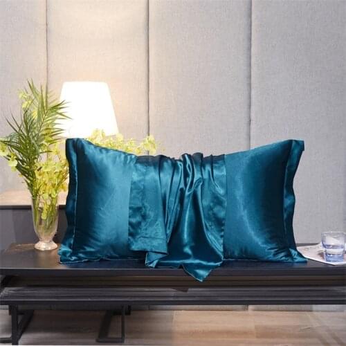 Pillowcase Emulation Silk Pillow Cover Home Bedding Smoothy Satin Pillowcase Solid Color Smooth Pillows Covers 48x74 1pc/2pcs