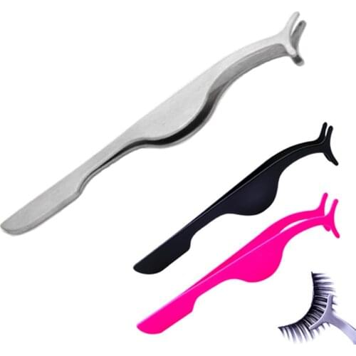 1pcs Multifunctional False Eyelashes Remover Stainless Steel Auxiliary Eyelash Curler Tweezers Clip