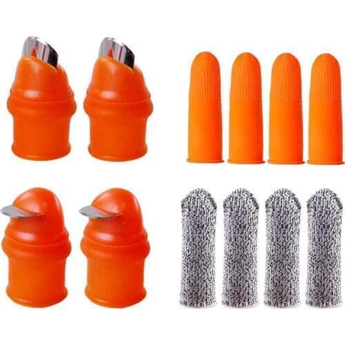 12PCS Silicone Finger Protector With Blade Thumb Knife Gardening Silicone Fruit Vegetable Finger Picking Cutter Harvesting Tool