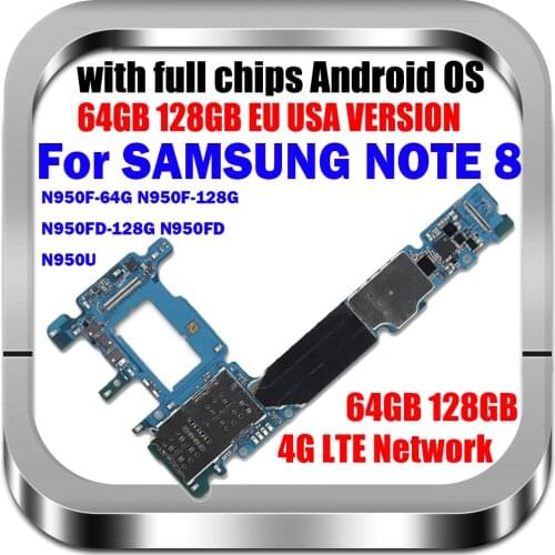 100% Tested Unlocked Logic Board for Samsung Note 8 N950F / N950FD Motherboard 64GB Full Function Mainboard
