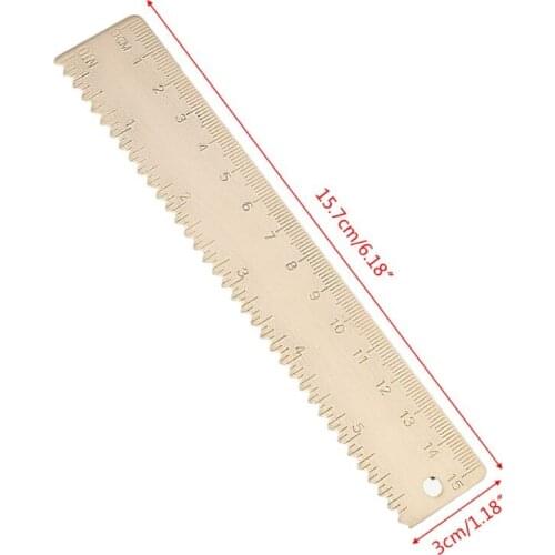 15cm Brass Wave Straight Ruler Bookmark Cartography Painting Measuring Student B36C