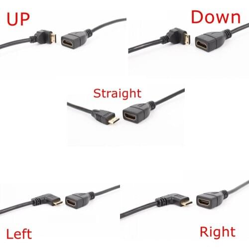 15cm Up Down Left Right Angle 90 Degree Mini HDMI-compatible To A-HDMI-compatible Converter Adapter Cable Converter Adapter