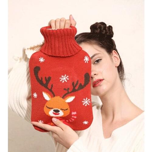 2000ml Hot Water Bag Portable Winter Warm Heat Reusable Hand Warmer Cute Rubber hot water bottle water injection Knitted coat