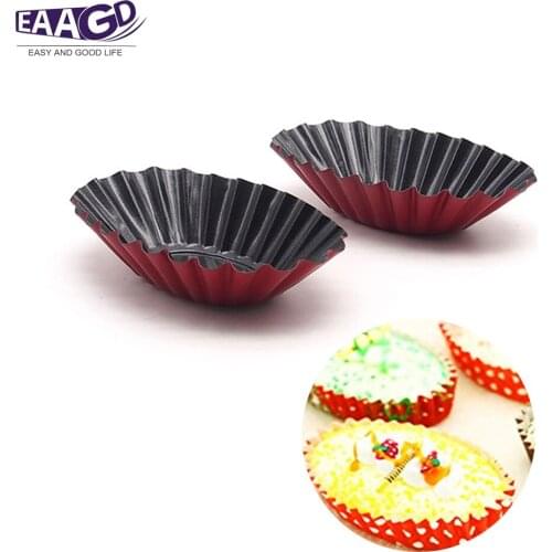 4Pcs/Lot Kitchen Chrysanthemum Oval Egg Tart Aluminum Non Stick Mini Cupcake Cake Cookie Mold Tin Baking Tool Cups