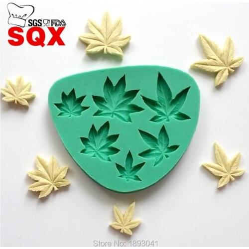 6 pc Maple silicone cake mold fondant mold cake decorating tools chocolate gumpaste mould clay / rubber mould LH11