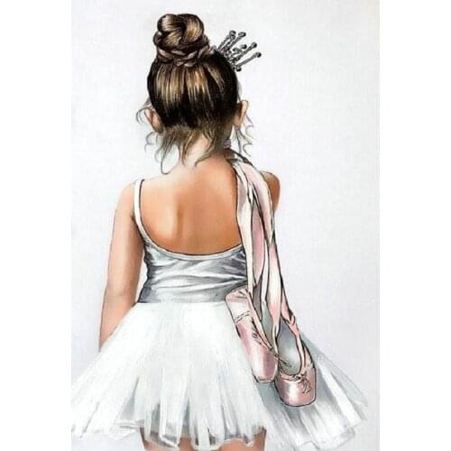 DIY 5D Full round Diamond Painting Cross Stitch Ballerina girl Diamond Embroidery pattern rhinestone Painting Home decor