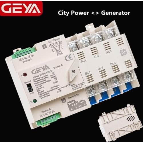 NEW GEYA W2R ATS 4P Mini ATS Automatic Transfer Switch Uninterrupted Power Switch 63A 100A 110V 220V Wire Gift