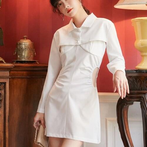 BLLOCUE 2020 Early Autumn Sexy Open Waist Spaghetti Band Dress + Short Fashion Shirt Party Dresses