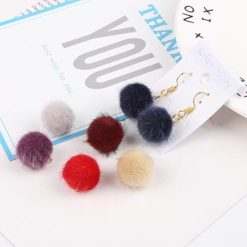 Imitated Mink Fur Beads for Jewelry Making Pendant Ball Diy Material Earrings Jewelry Findings Line Eardrop Accessories handmade