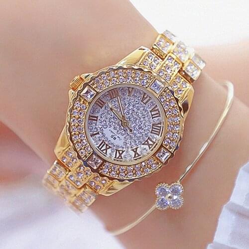 Women Watches Diamond Gold Watch Ladies Wrist Watches Luxury Brand Rhinestone Womens Bracelet Watches Female Relogio Feminino