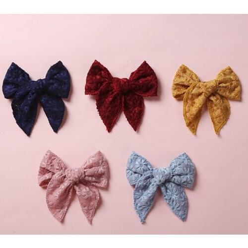 2021 Kids Linen Cotton Bows Hair Accessories School Girls Embroidery Knotted Hairpins Hair Barrettes 5colors