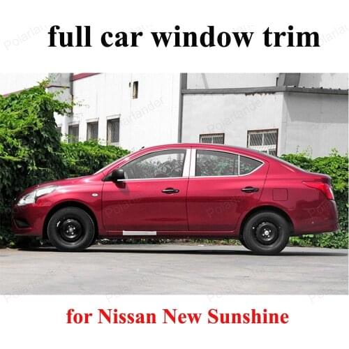 For N-issan New Sunshine Exterior Car Accessoires Stainless Steel full Window Trim with center pillar decoration strip