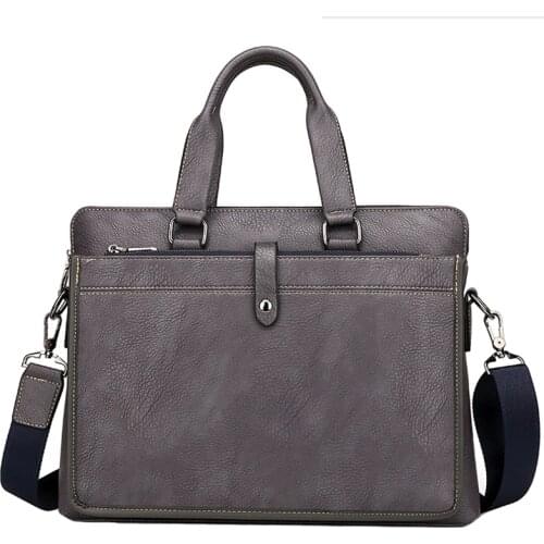 European And American Brand Fashion Grey Computer Handbags Soft PU Briefcase Leather Laptop Bag