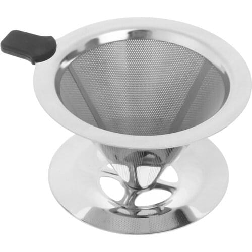 Hot Sale V60 Stainless Steel Drip Filter with Base Filter-Free Strainer Hand Coffee Tea Percolator Reusable Coffee Funnel