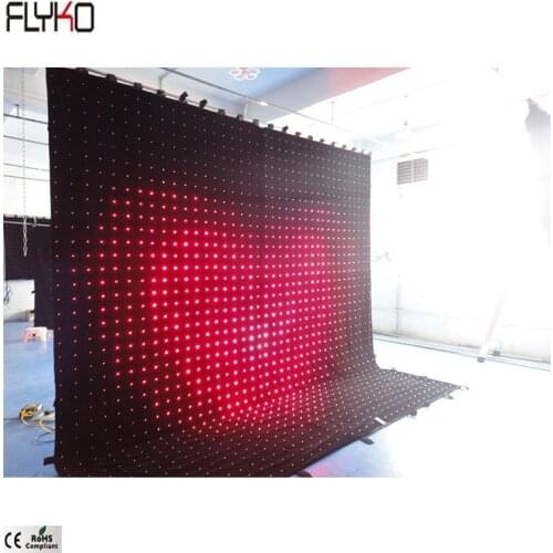 China Flyko resistance and durable marley P100mm 4x4m led video curtain wall cloth used in stage cover backdrop