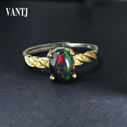 Natural Black Opal Gemstone Rings for Women 925 Sterling Silver Fire Stone for Women Wedding Engagement Gift Fine Jewelry