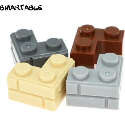 Smartable Brick 1x2 Corner Wall For Castle Building Blocks MOC Parts DIY Toys Compatible City Toy 80pcs/lot